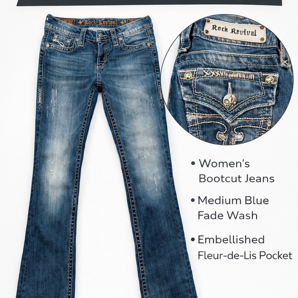 Rock Revival Women's Bootcut Jeans - Medium Blue
